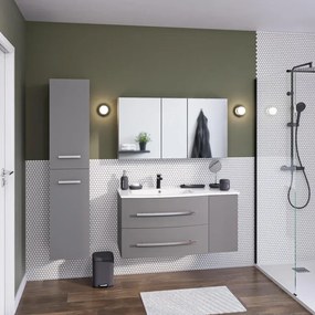 Mobile sottolavabo e lavabo Perla per vasca a sinistra grigio opaco L 111 x H 53.7 x P 47.5 cm, 1 anta 2 cassetti