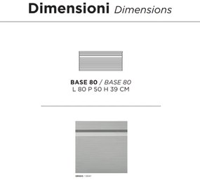 Cassetto bagno portalavabo 80 cm sospeso in PVC RIO Grigio