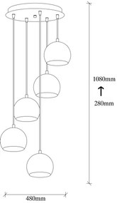 Lampadario a sospensione con filo SIVANI 5xE27/40W/230V rame