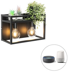 Lampada da parete intelligente nera con mensola incl. 2 WiFi G95 - Cage Rack