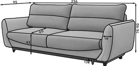 Divano blu allungabile/con contenitore e rivestimento in ciniglia 236 cm Silva – ELTAP