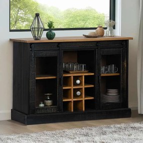 Credenza Halden 2 Ante Scorrevoli 112x40x80 Cm Legno Massello /