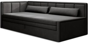 Divano grigio scuro allungabile/con contenitore e rivestimento in ciniglia 214 cm Fulgeo – ELTAP