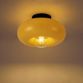 Plafoniera retrò nera con vetro giallo 30cm - Glaze