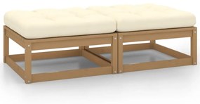 Poggiapiedi Da Giardino E Cuscini 2 Pz Marrone Ambra Legno Pino /