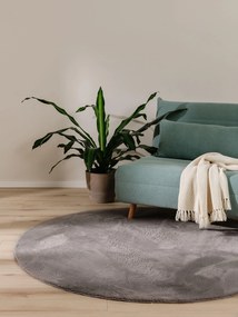 benuta Basic Tappeto di pelliccia Furry Grigio ø 160 cm rotondo - Tappeto design moderno soggiorno