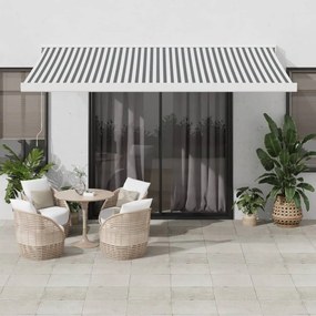 Tenda Retrattile Antracite E Bianca 4x3 M Tessuto E Alluminio /