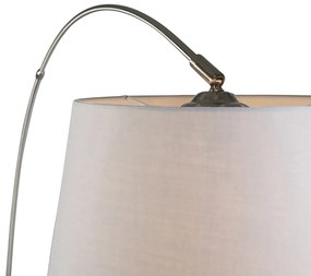 Lampada ad arco intelligente in acciaio con paralume in tessuto bianco incl. Wifi A60 - Arc Basic