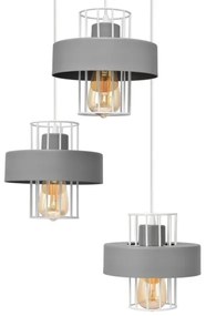 Lampadario a sospensione con filo VOLTA 3xE27/15W/230V diametro 42 cm grigio