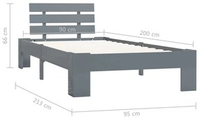 Giroletto Grigio in Legno Massello di Pino 90x200 cm