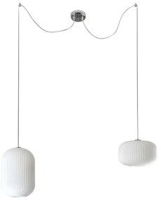 Lampadario Glamour Rebecca cromo paralume bianco E27 NOVECENTO