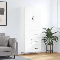 Credenza Bianco Lucido 69,5x34x180 cm in Legno Multistratocod mxl 83509