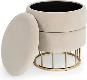Sgabello Contenitore Pavlina Beige Imbottito in Tessuto effetto Velluto...