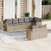 Set Divano da Giardino 8 pz con Cuscini Beige Misto Polyrattan 3226150