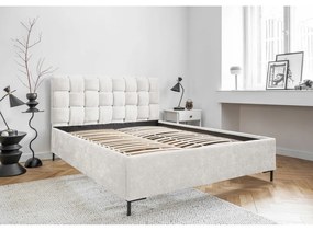 Letto matrimoniale imbottito crema con griglia 140x200 cm Eve - Miuform