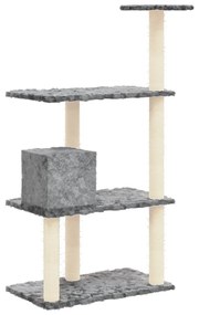 Albero per gatti con tiragraffi in sisal grigio chiaro 119 cm