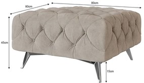 Poggiapiedi greige con rivestimento in velluto Chelsea – Ropez