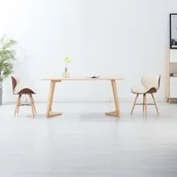 Sedie da Pranzo 2 pz Crema in Similpelle e Legno Curvato 283141