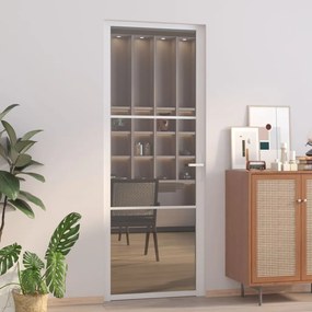Porta Interna 76x201,5 Cm Bianca İn Vetro Esg E Alluminio /