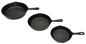 Set 3 Padelle İn Ghisa Bistecchiere Per Barbecue /