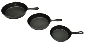 Set 3 Padelle İn Ghisa Bistecchiere Per Barbecue /