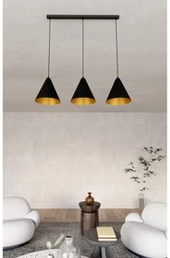 Sospensione Nordica Ninhursag 3 Luci In Acciaio Nero E Oro