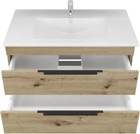 Mobile bagno sospeso 80 cm in rovere naturale spazzolato grezzo | LAC-EFESTO-80 - KAMALU