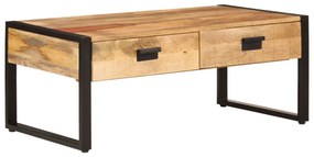 Tavolino Da Salotto 100x54x40 Cm Legno Massello Mango E Ferro /