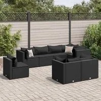 Set Mobili da Giardino con Cuscini 8 pz Nero in Polyrattan 3308195