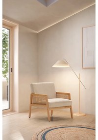 Poltrona con trama beige con rivestimento in velluto a coste Debra – Marckeric