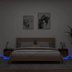 Comodini Con Luci Led 2pz Rovere Fumo 40x39x37 Cm /