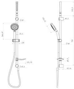 Aqualine - Set da doccia TILA cromo lucido
