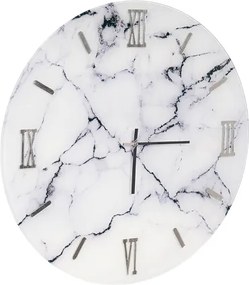 Orologio rotondo D65 cm in vetro temperato effetto marmo Bianco - LICOY
