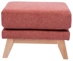 Pouf poggiapiedi sfoderabile scandinavo in tessuto effetto velluto testurizzato color terracotta e legno chiaro OSLO