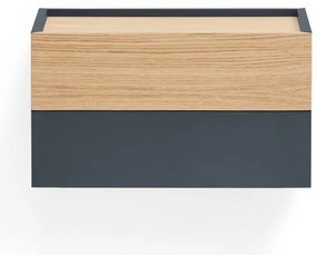 comodino in rovere decorato in colore antracite-naturale Otto - Teulat