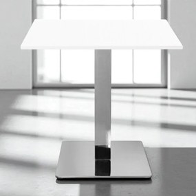 Tavolo bar pub ristorante 70x70 cm base argento e piano laminato Bianco Frassino H 75