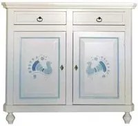 Madia credenza 2 porte 2 in legno shabby bianco 103x43x98