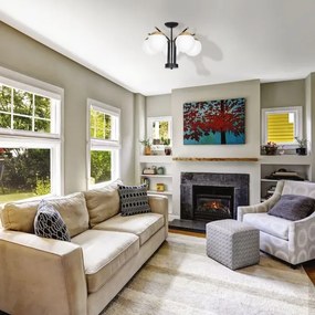 Lampadario a sospensione con supporto rigido CARINA 5xE14/40W/230V nero