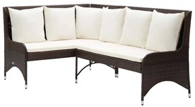 Divani angolari da giardino 2 pz in polyrattan marrone