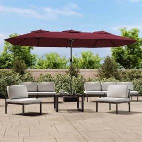 Ombrellone A Doppia Testa Con Led Rosso Bordeaux 449x245 Cm /
