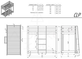 Letto a castello in legno di pino 70x160 cm CLP - Adeko