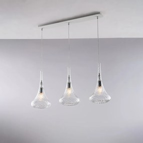 Lampadario Binario Contemporaneo Nemesi Trasparente 3 Luci E27