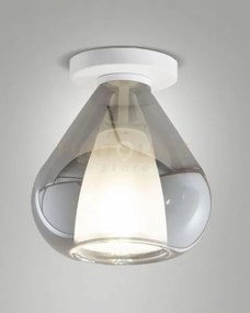Lila plafoniera 1 luce fume' in vetro con struttura in metallo bian...