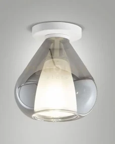 Lila plafoniera 1 luce fume' in vetro con struttura in metallo bian...