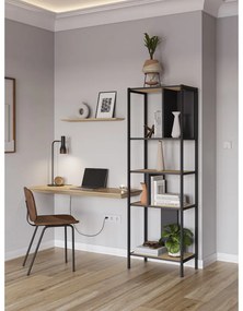 Libreria in rovere decorato in nero-naturale 58x175 cm Alabama - Marckeric