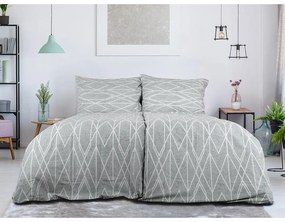 Set copripiumino e federa grigio in crêpe per letto singolo 140x200 cm Gray Stripes – B.E.S.