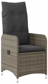 Set bistrò da giardino 11 pz con cuscini in polyrattan grigio