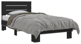 Giroletto nero 90x190 cm in legno multistrato e metallo