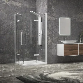 Kamalu - Box doccia 70x120 bianco opaco doppio battente | KT1000B