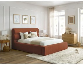 Letto matrimoniale imbottito arancione con vano contenitore con griglia 180x200 cm Jagna - Bobochic Paris